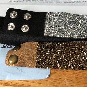 Paparazzi black with silver stones and brown with brown stones euc